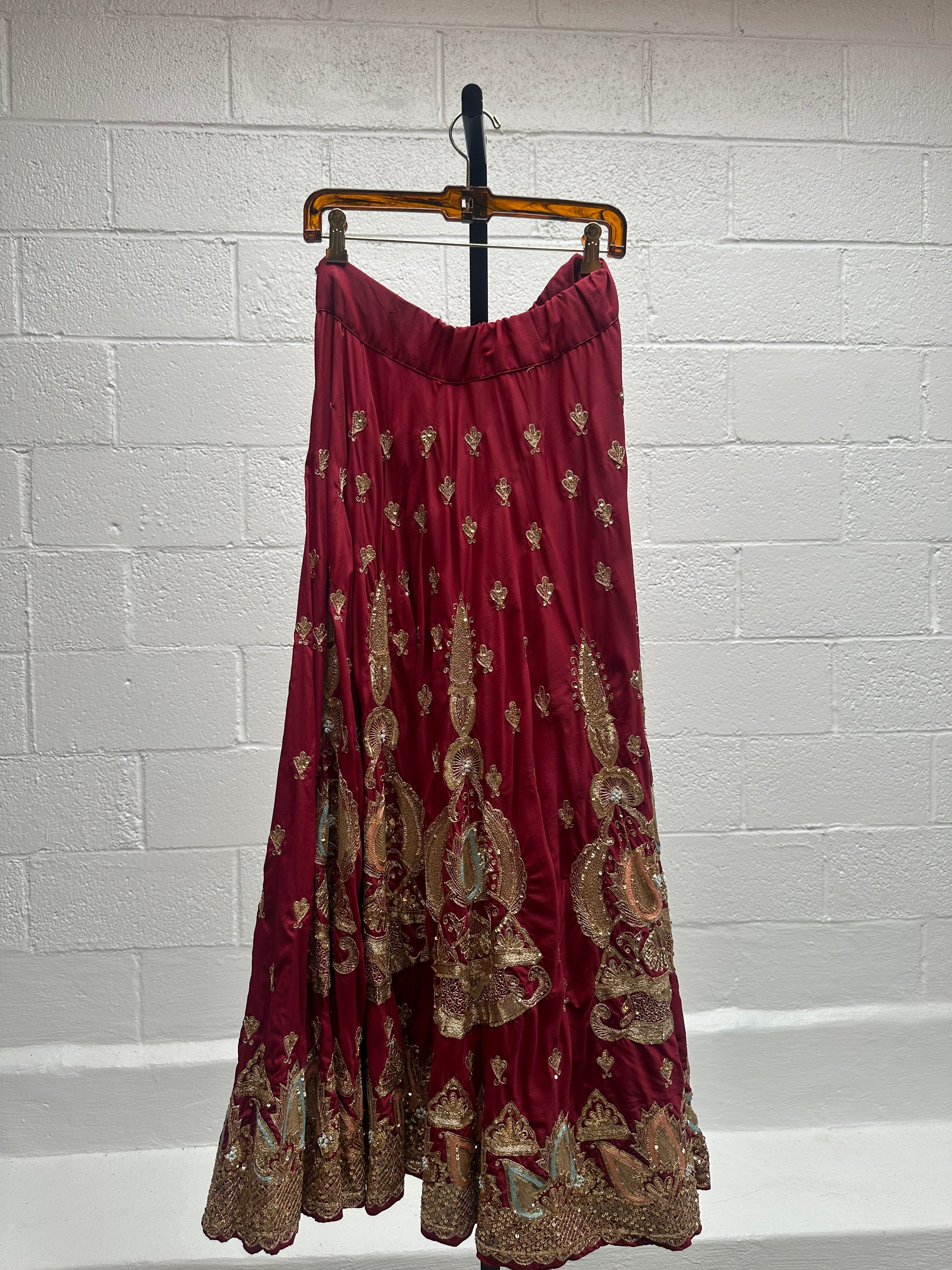 Embellished Indian Custom Made Red Skirt