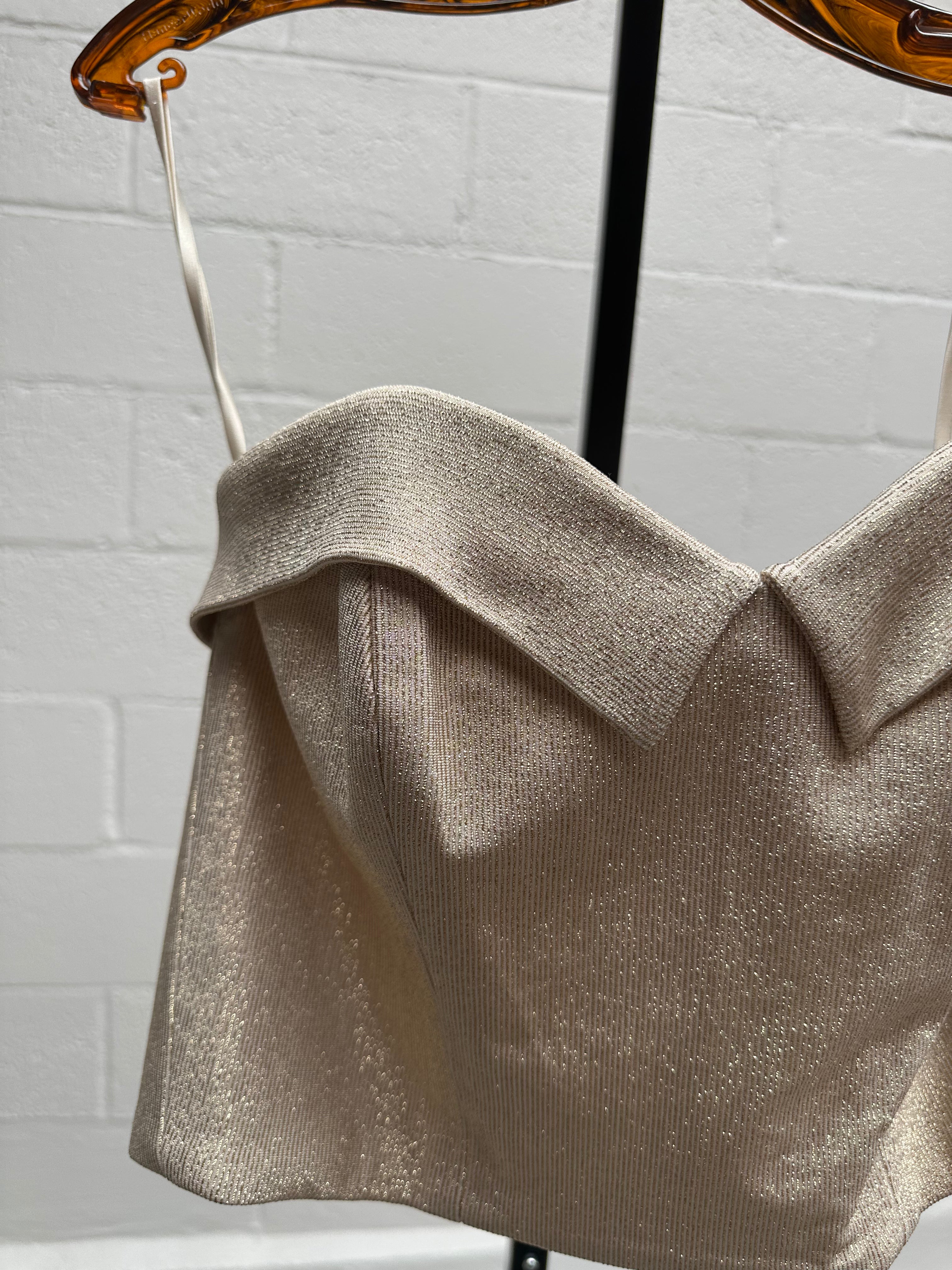Light Beige Sparkly Blazer Top and Pants