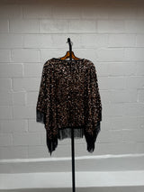 Sequined Brown Poncho and Pant Set
