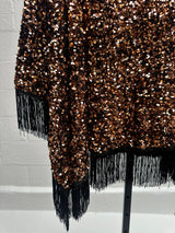 Sequined Brown Poncho and Pant Set