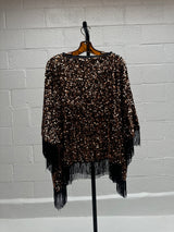 Sequined Brown Poncho and Pant Set