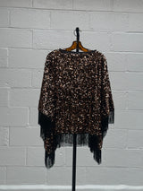 Sequined Brown Poncho and Pant Set