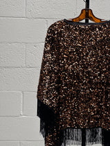 Sequined Brown Poncho and Pant Set