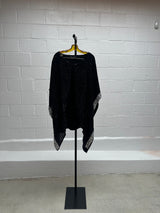Black Sequin Caftan with Silver sequin edges