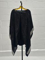 Black Sequin Caftan with Silver sequin edges