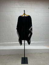 Black Sequin Caftan with Silver sequin edges