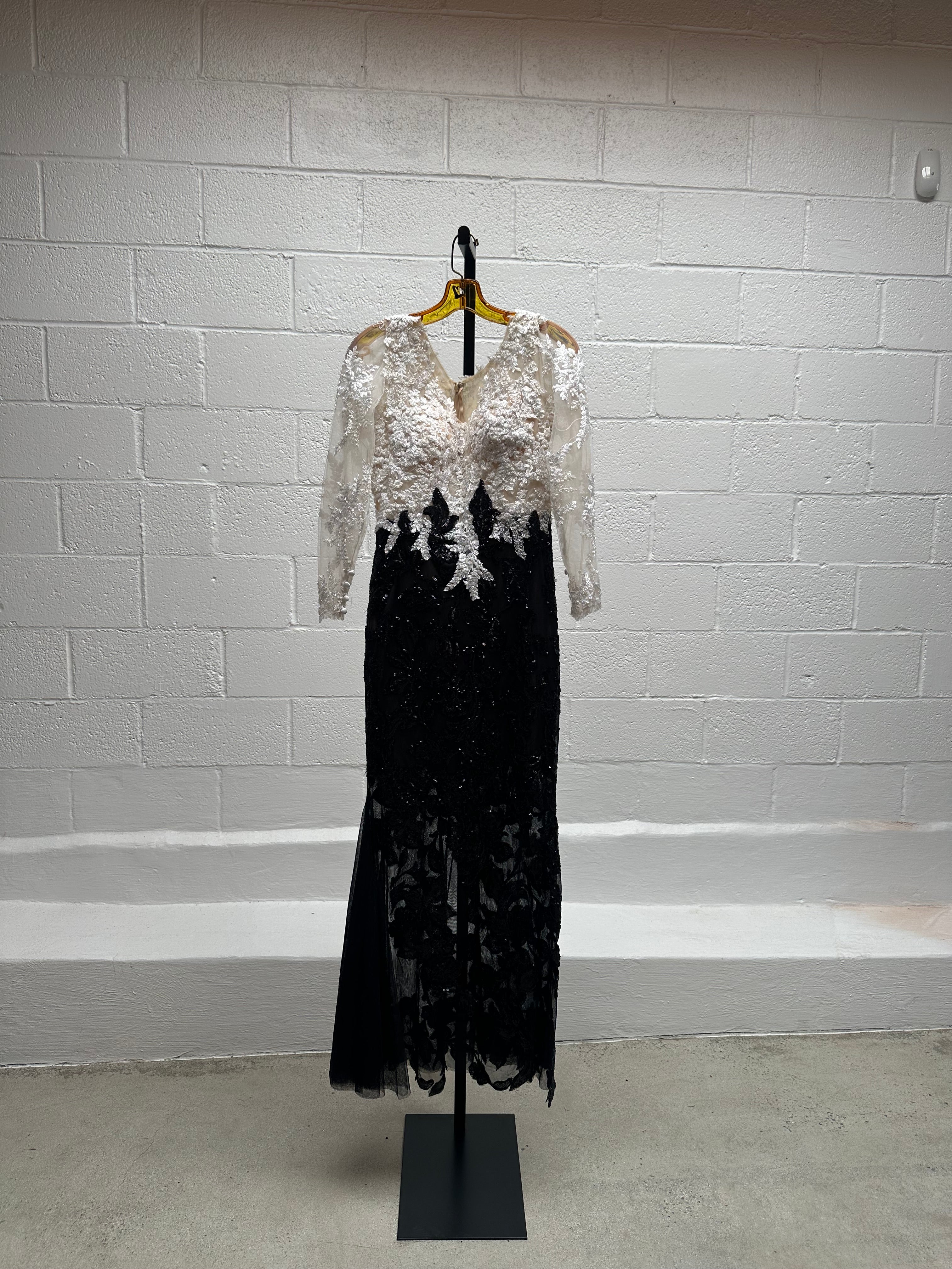 Black and White Beaded Dress