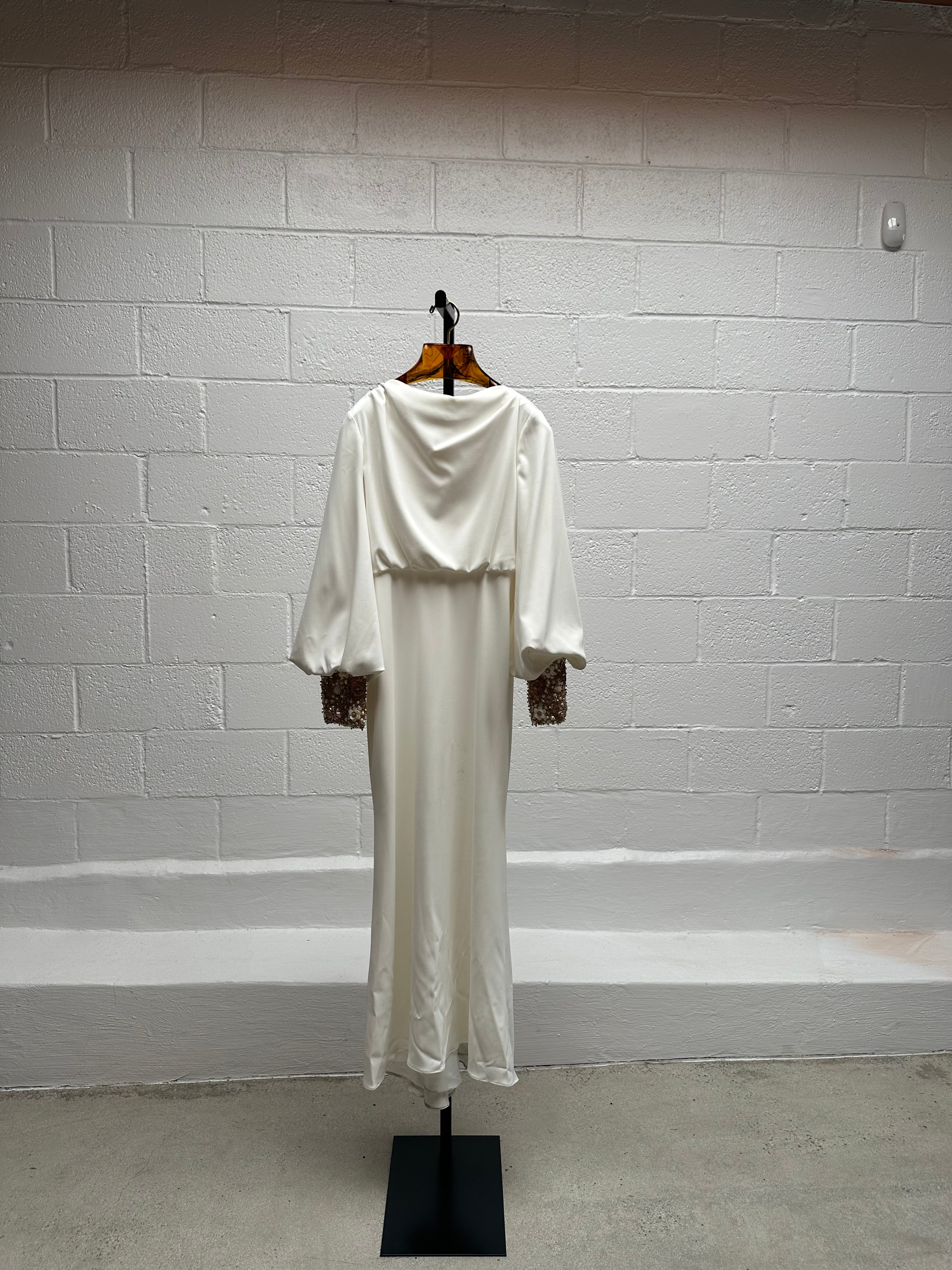 Cream Dress with Embellished  Cuffs