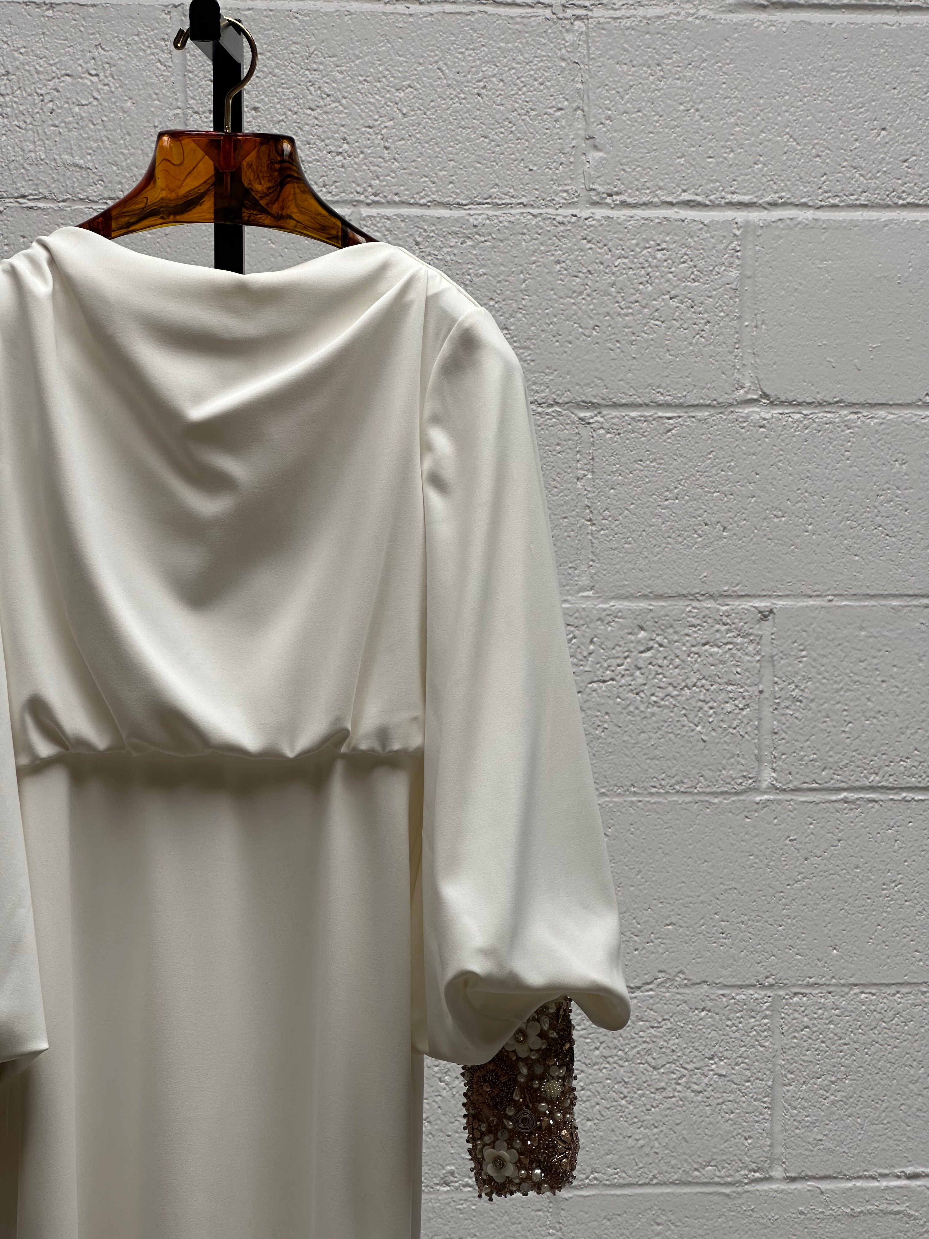 Cream Dress with Embellished  Cuffs