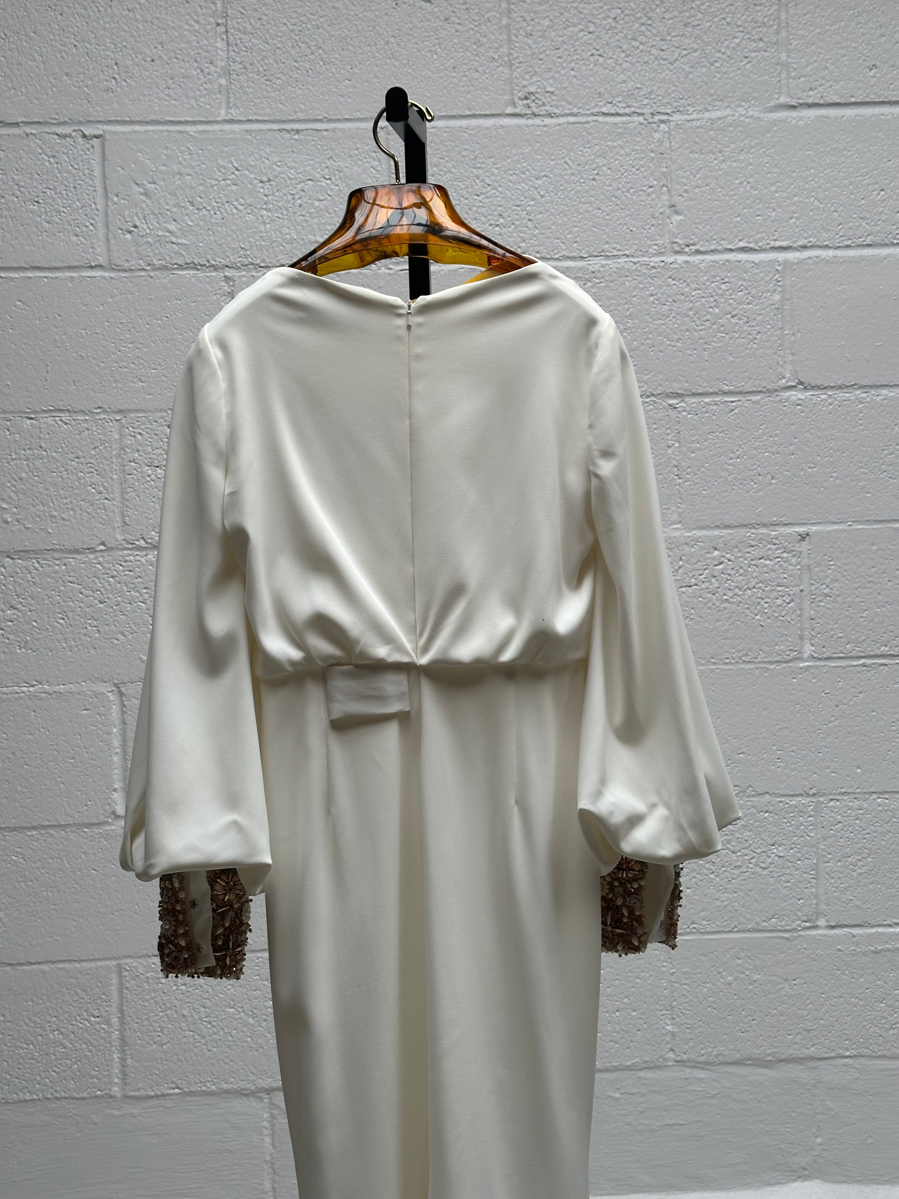 Cream Dress with Embellished  Cuffs