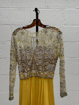 Beaded Dress with Yellow Chiffon Train