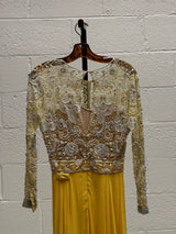 Beaded Dress with Yellow Chiffon Train