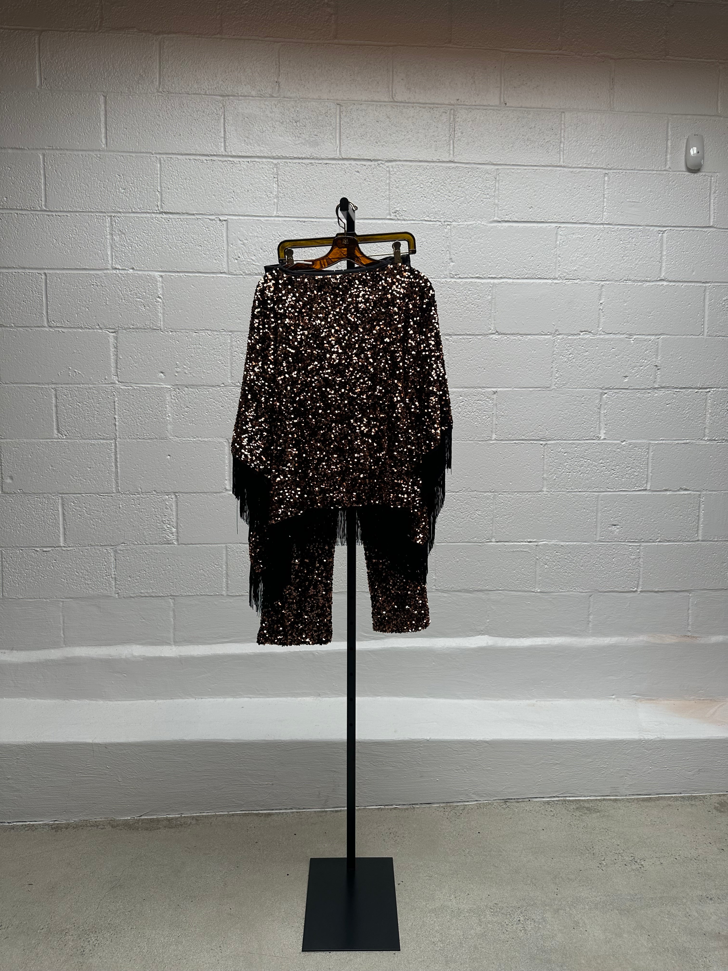 Sequined Brown Poncho and Pant Set