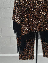 Sequined Brown Poncho and Pant Set
