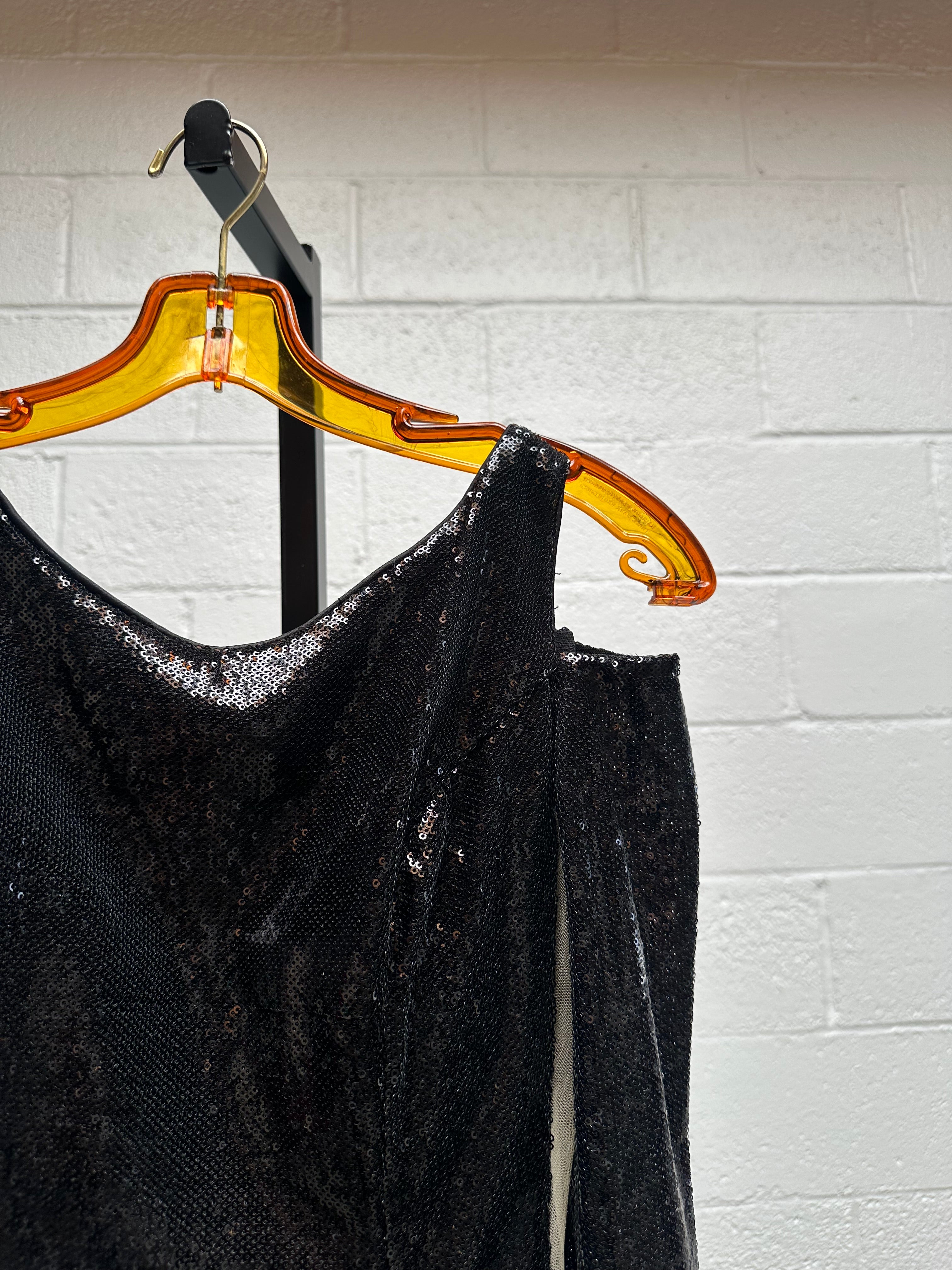 Black Sequins Cut out Dress