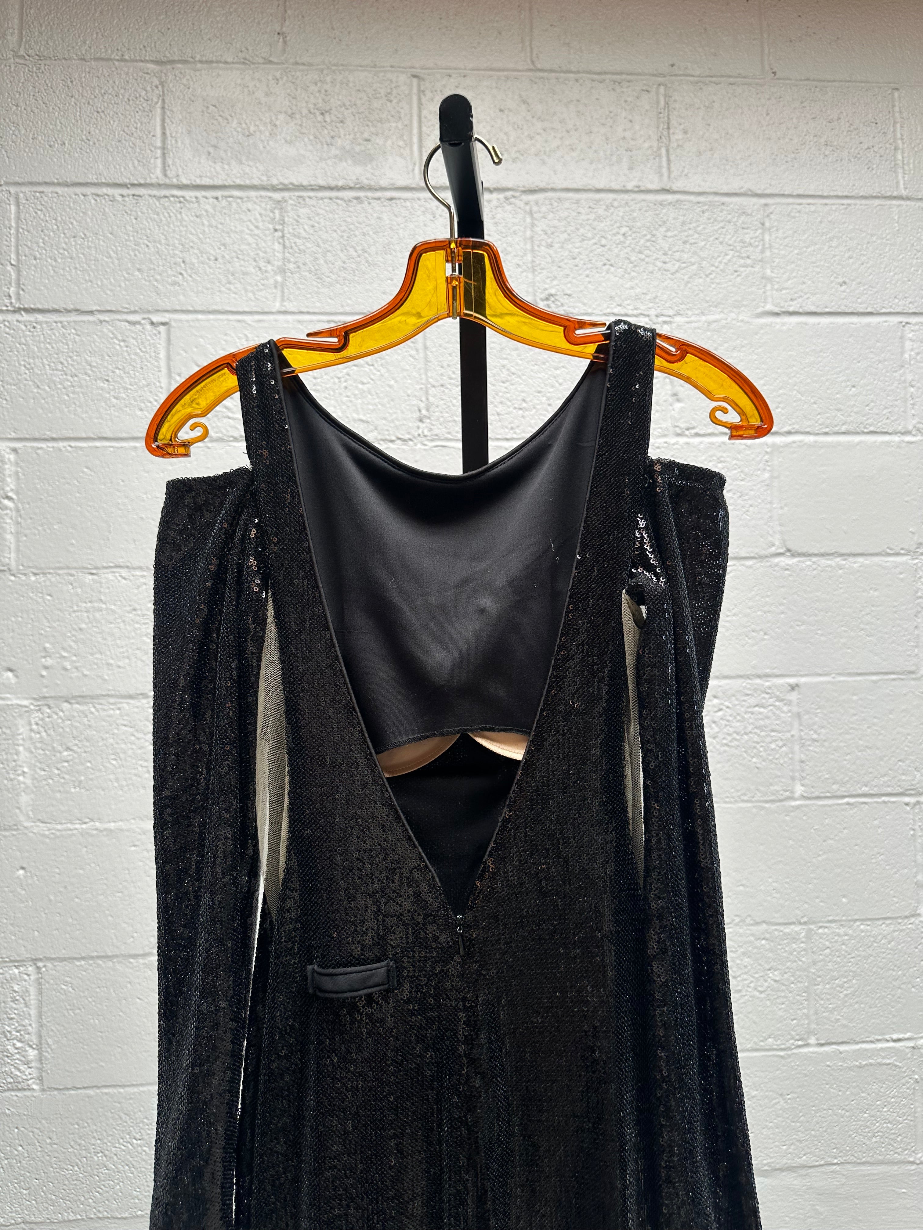 Black Sequins Cut out Dress