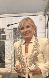 Embellished White Blazer Worn to Meet the Queen