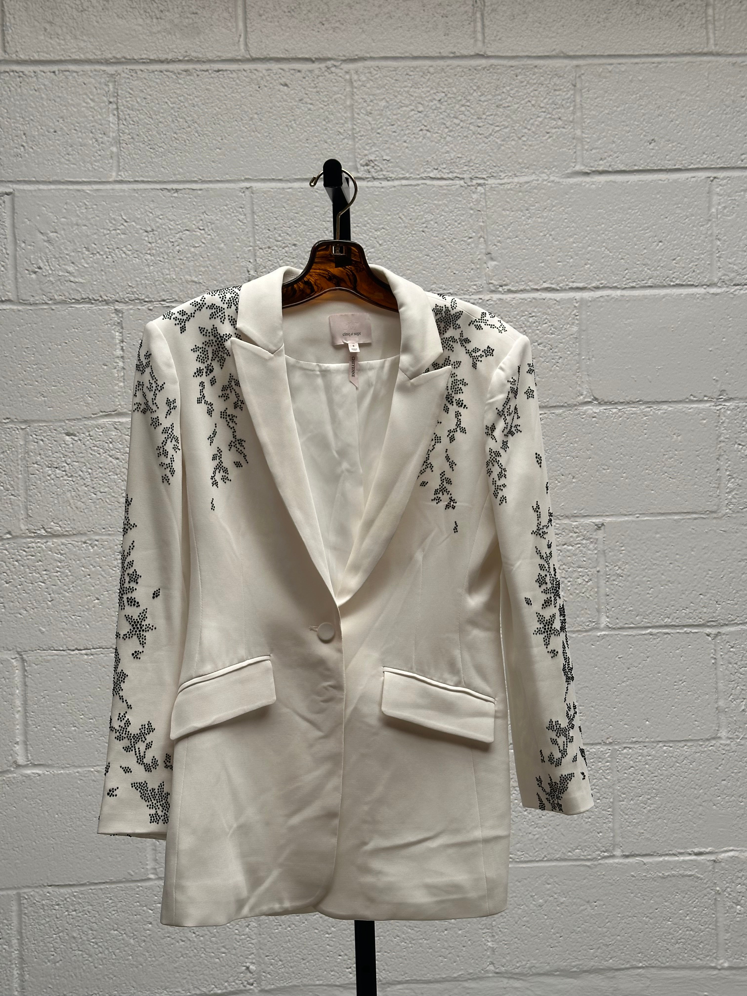 Blazer with Black Floral Detailing