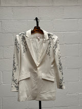 Blazer with Black Floral Detailing