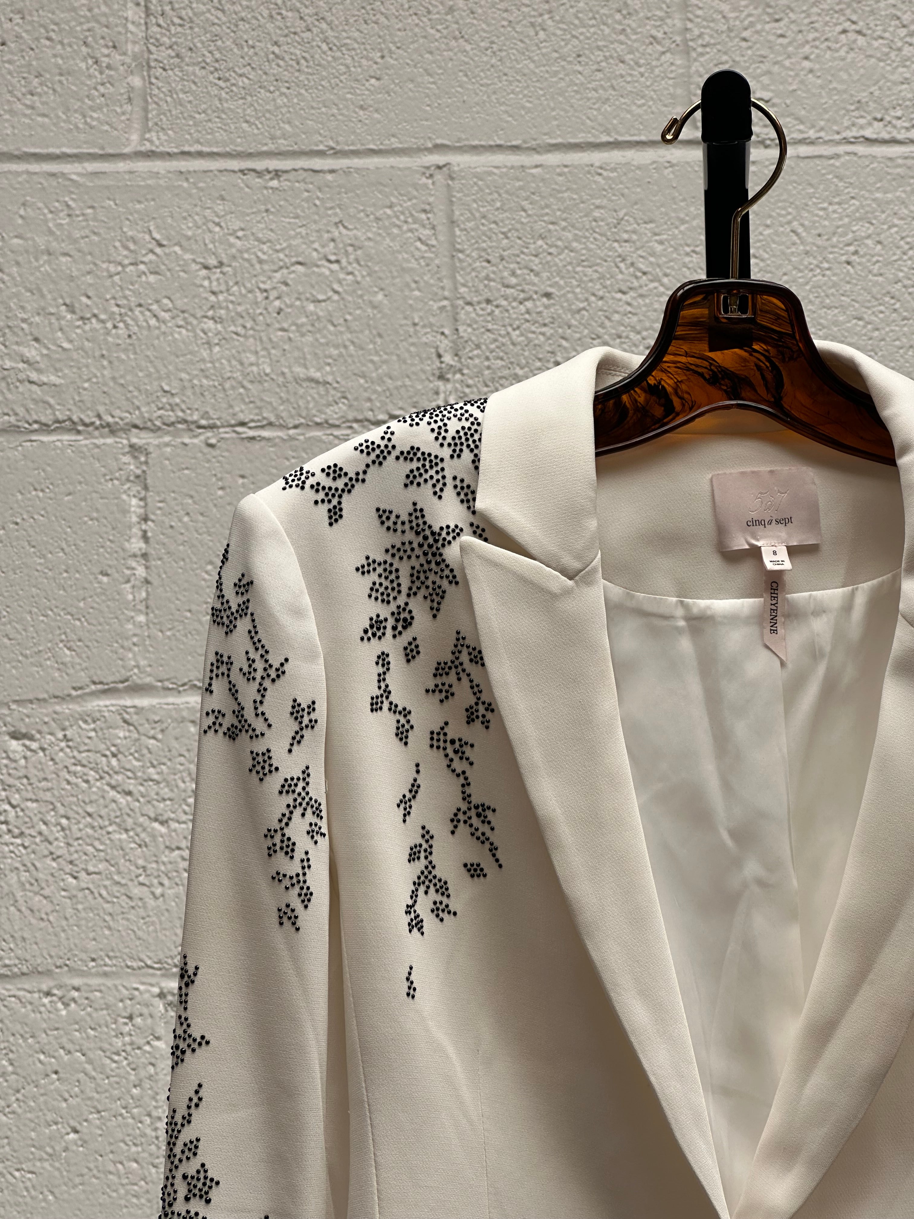 Blazer with Black Floral Detailing