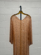 Nude Dress with Rhinestones over orange silk dress