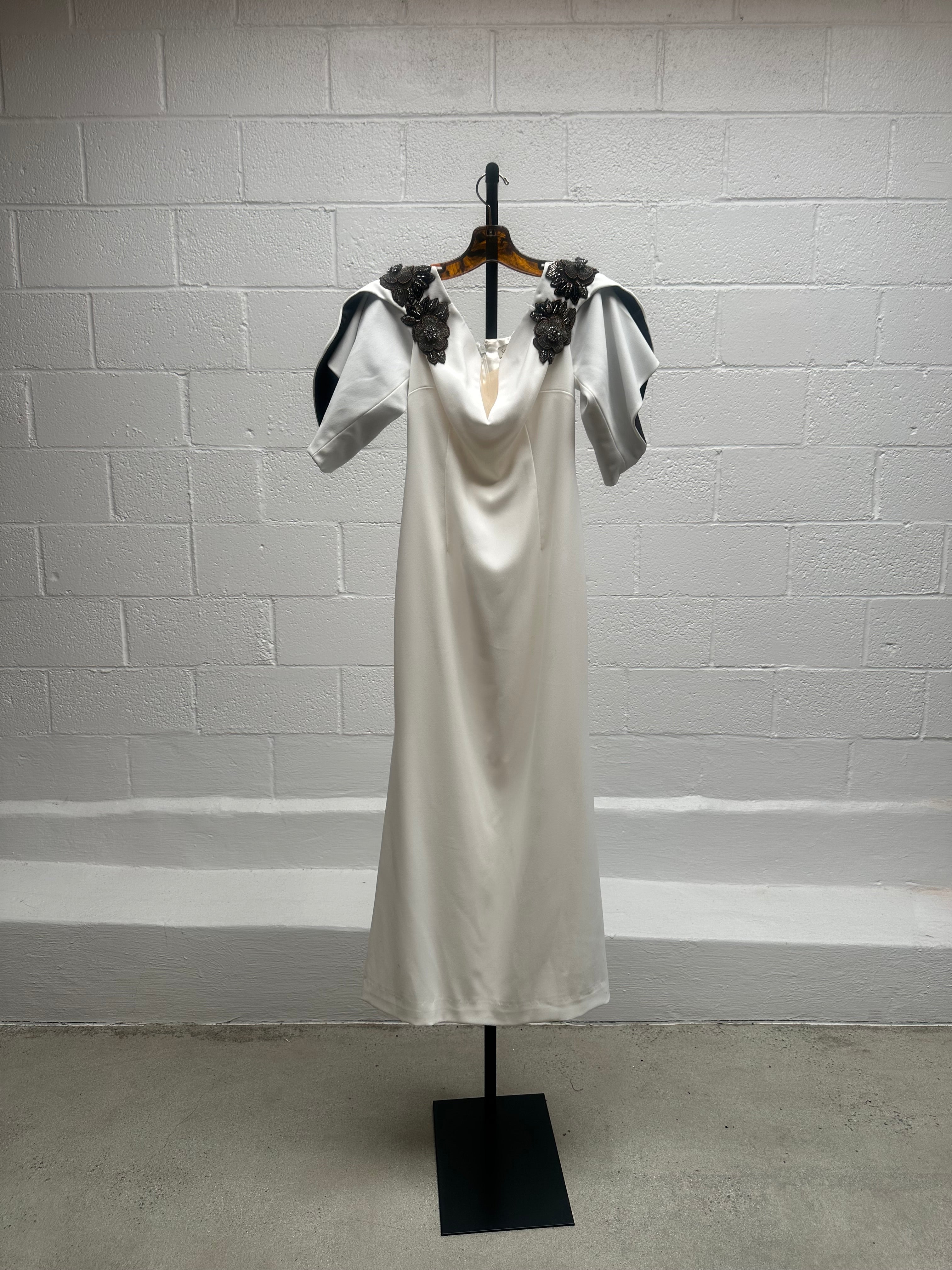 White Gown with Embellished Sleeves