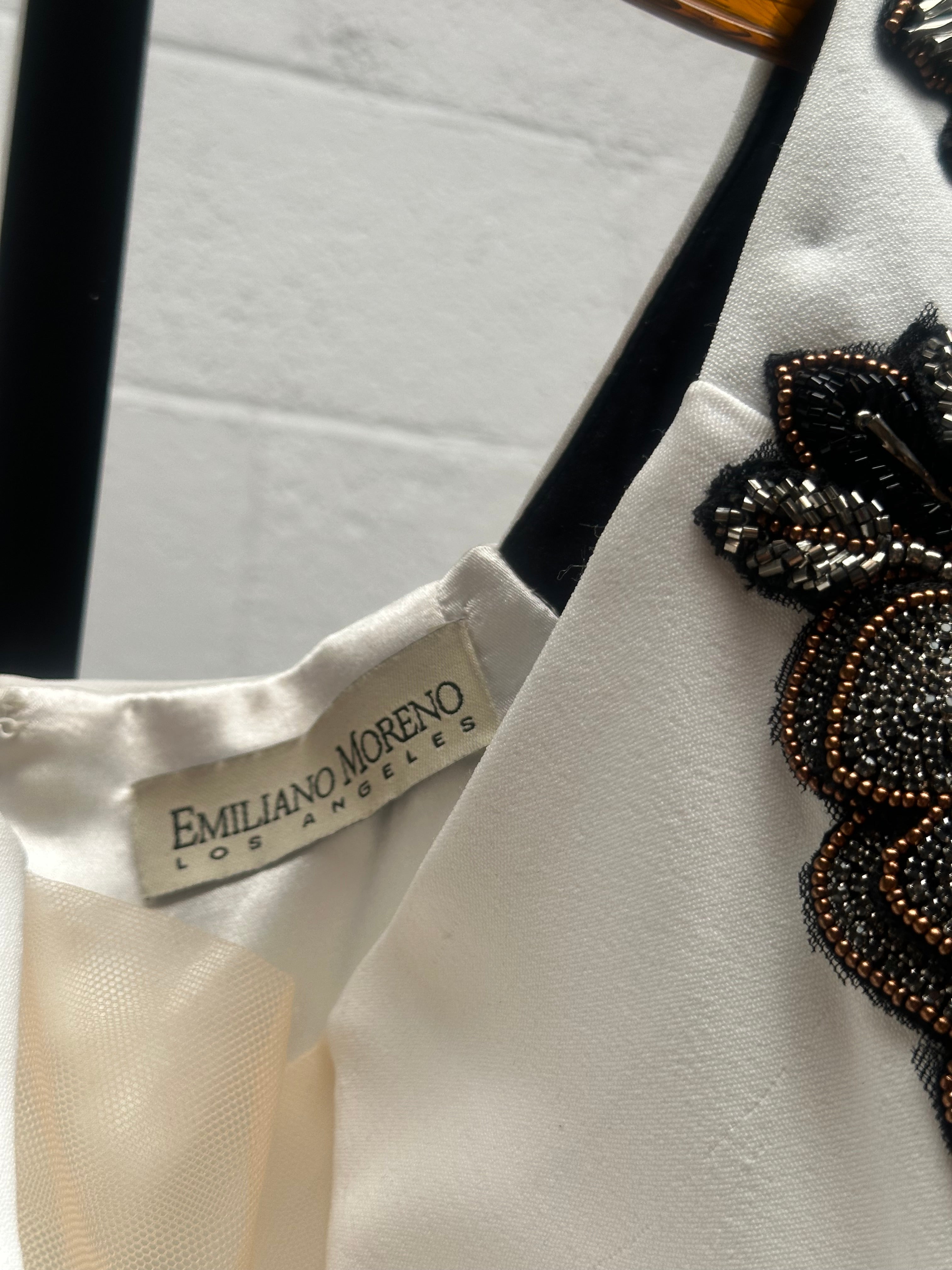 White Gown with Embellished Sleeves