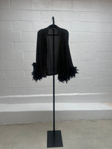 Glitter Jacket Pant and Top Set with feather sleeves.
