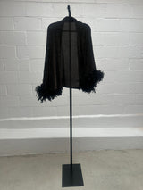 Glitter Jacket Pant and Top Set with feather sleeves.