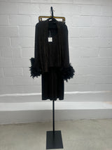 Glitter Jacket Pant and Top Set with feather sleeves.