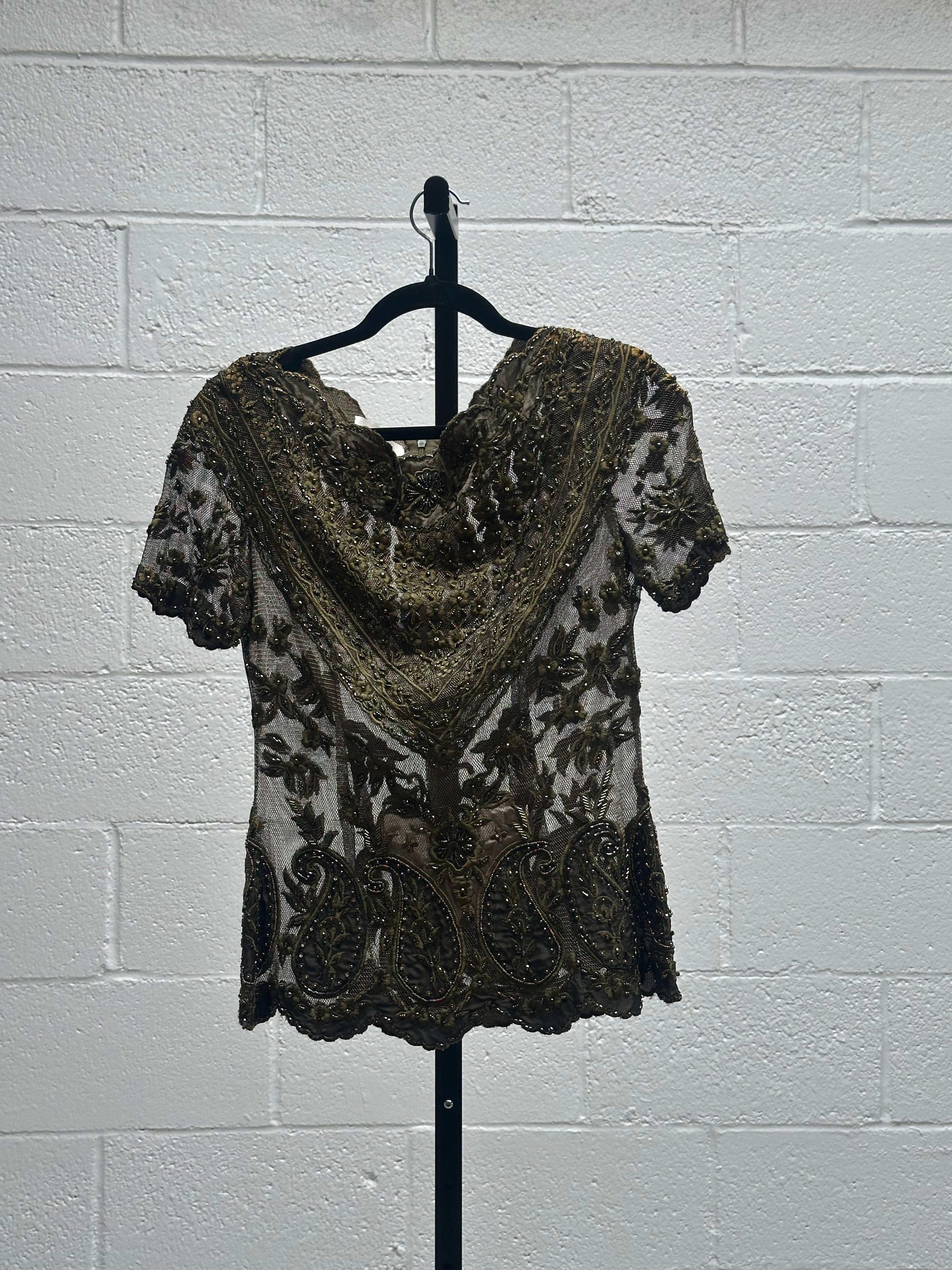 Green Lace Top with beading