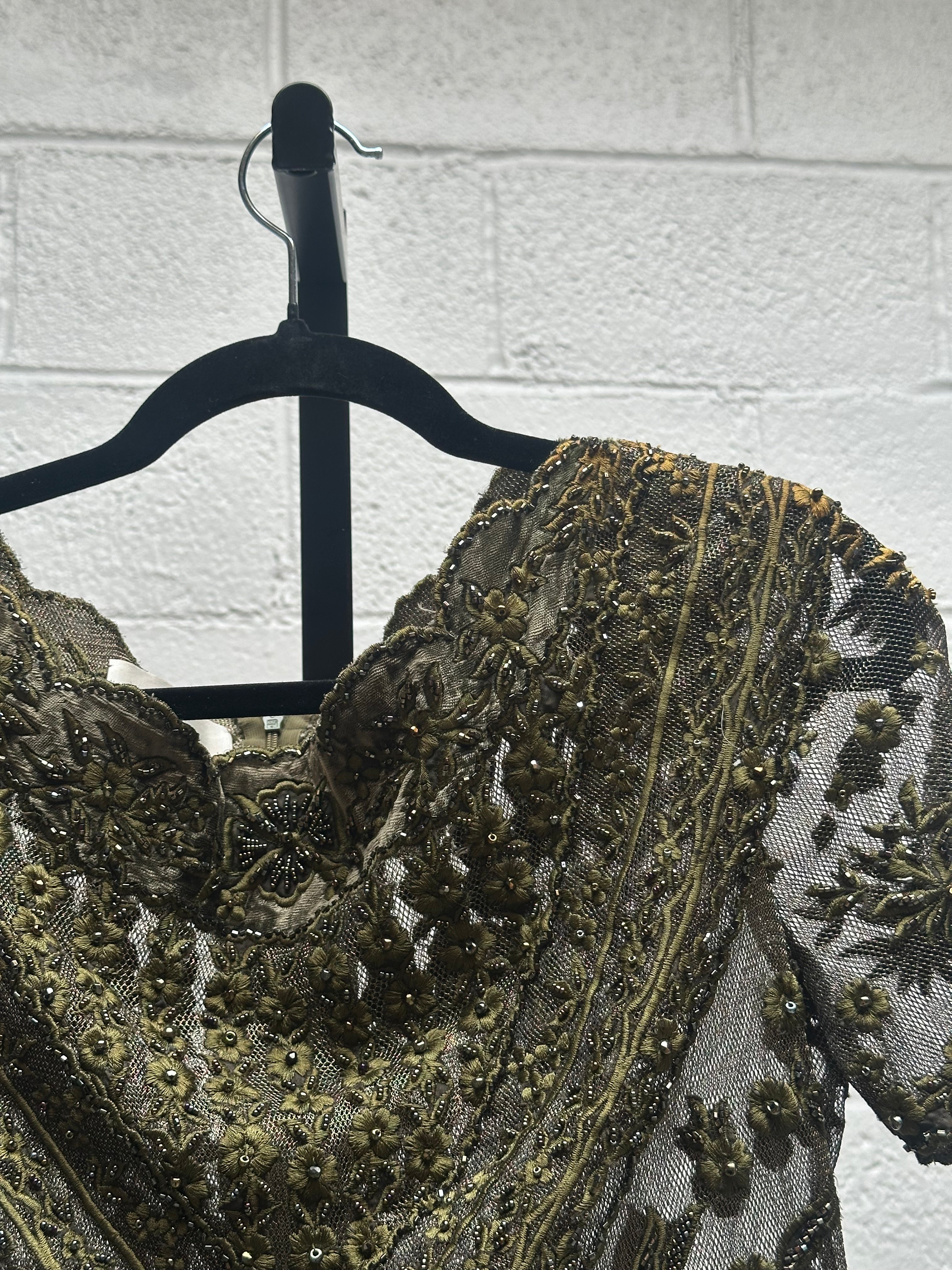 Green Lace Top with beading