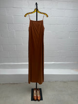 Nude Dress with Rhinestones over orange silk dress