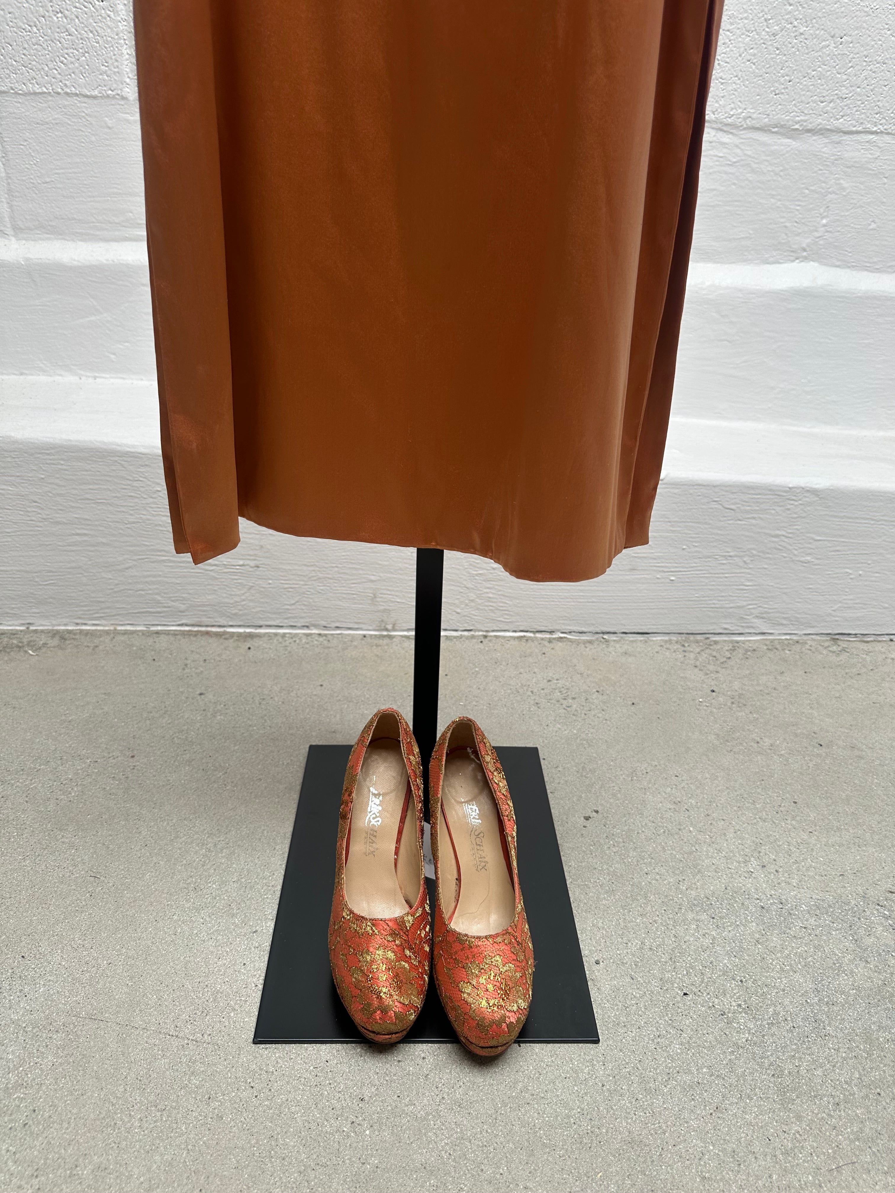 Nude Dress with Rhinestones over orange silk dress