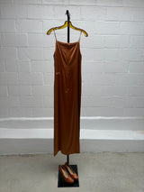 Nude Dress with Rhinestones over orange silk dress