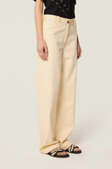Ecru Pants with Buttoned Belt