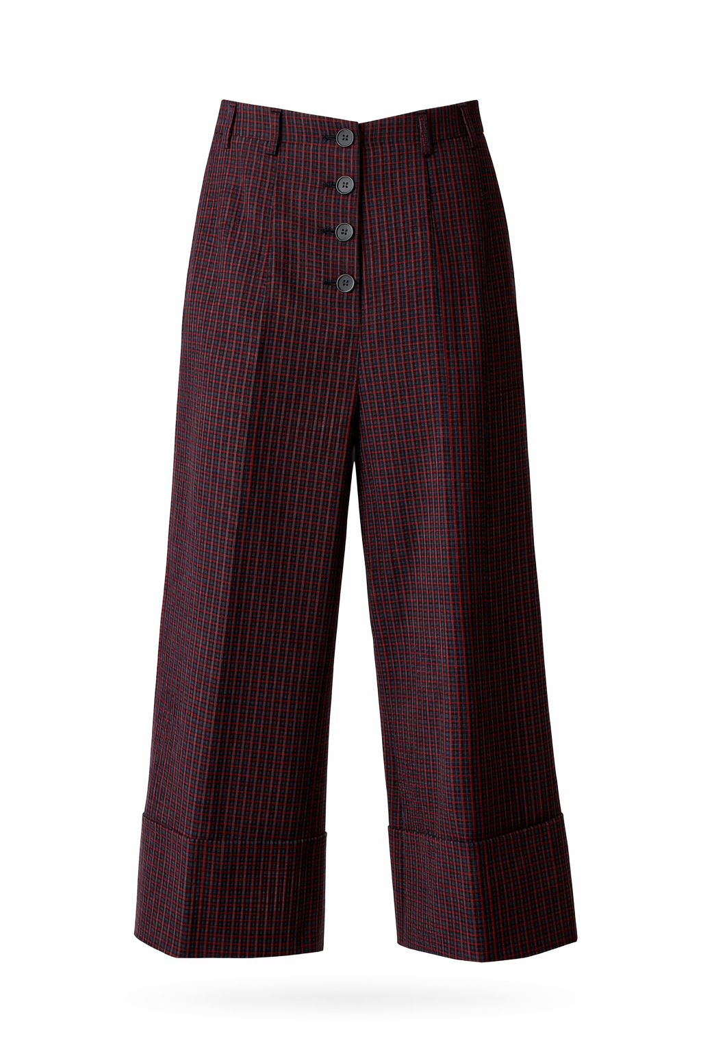 Plaid Palazzo Wool Trousers