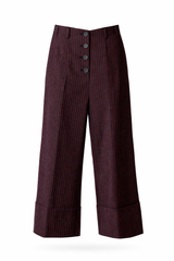 Plaid Palazzo Wool Trousers