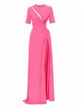 Pink Slit Maxi Dress
