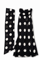 Polka-Dot Sheer Maxi Dress & Scarf Set