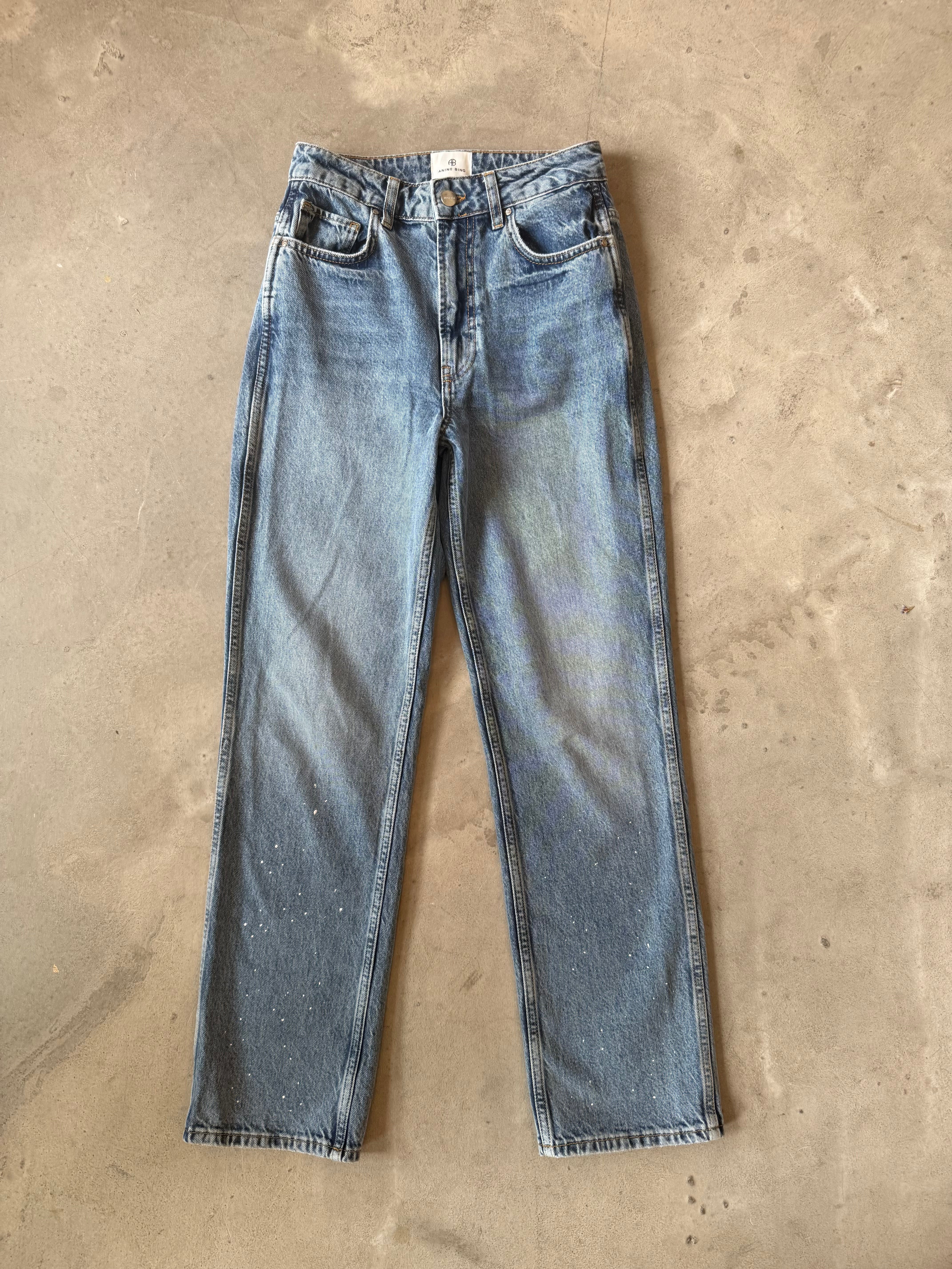 Vin Paint-Detail Cropped Jeans