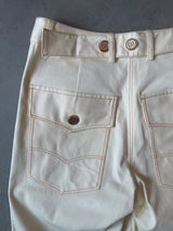 Ecru Pants with Buttoned Belt