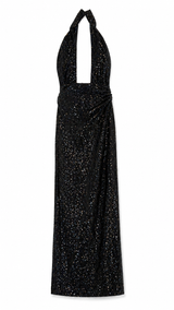Black Sequin Midi Dress
