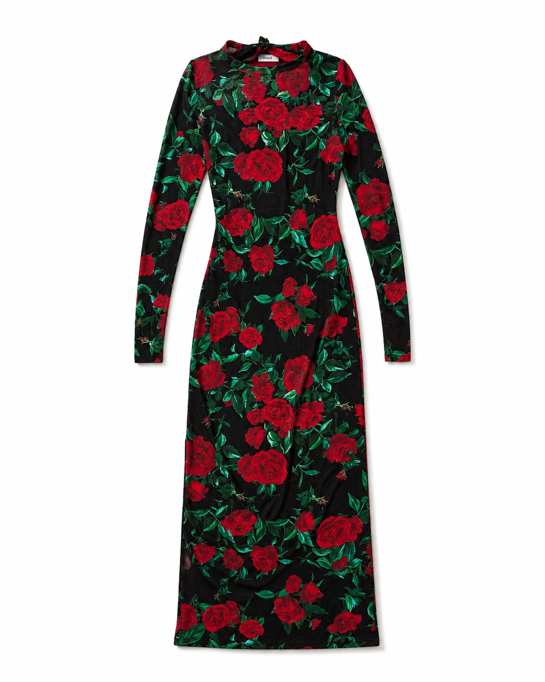 Miro "Selene" Black Rose Dress