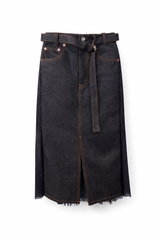 Denim Skirt with Pleats