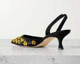 Carolyne Yellow Floral Embroidered Sling Back (40)