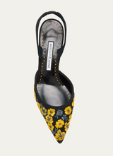 Carolyne Yellow Floral Embroidered Sling Back (40)