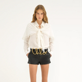 Knotted Heritage Cape Blouse in Silk