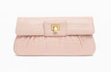 Blush Pink Crocodile Clutch