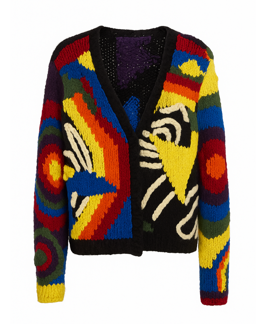 Cashmere Printed Cardigan